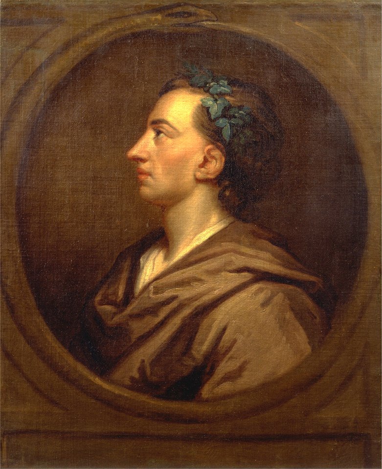 Sir Godfrey Kneller - Alexander Pope Profile, Crowned with Ivy - Google Art Project