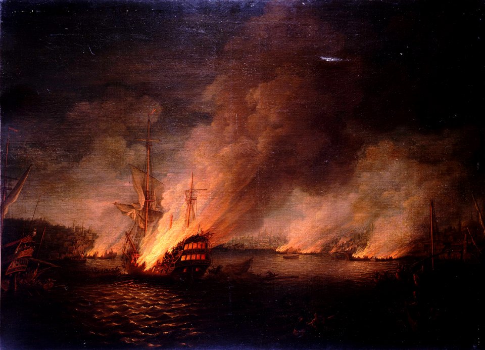 Sir John Thomas Duckworth's action in the Dardanelles, 19 February 1807 RMG BHC0576