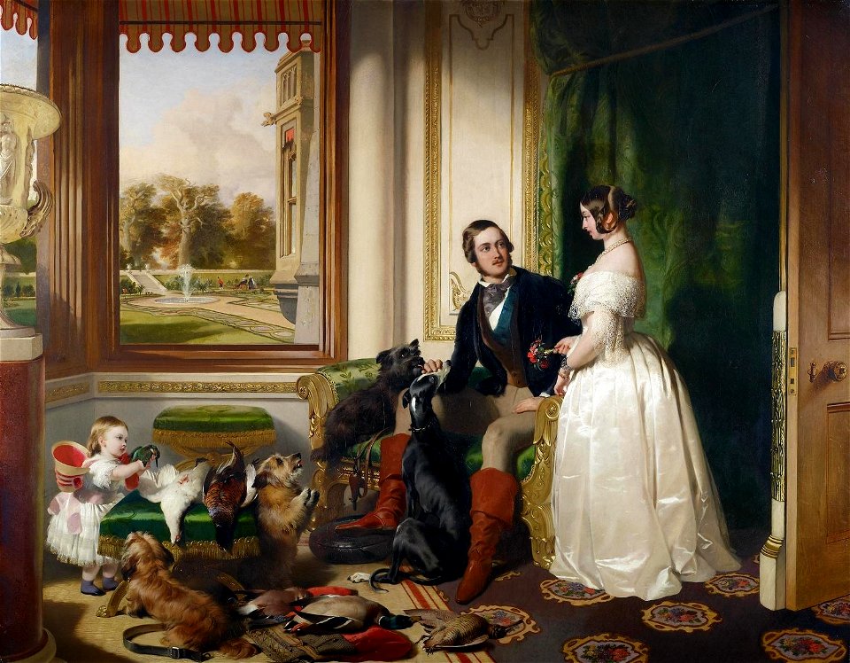 Sir Edwin Landseer (1803-73) - Windsor Castle in modern times, Queen Victoria, Prince Albert and Victoria, Princess Royal - RCIN 406903 - Royal Collection