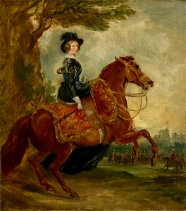 Sir Francis Grant (1803-78) - Queen Victoria (1819-1901) on Horseback - RCIN 400589 - Royal Collection. Free illustration for personal and commercial use.