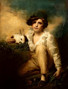 Sir Henry Raeburn - Boy and Rabbit. Free illustration for personal and commercial use.