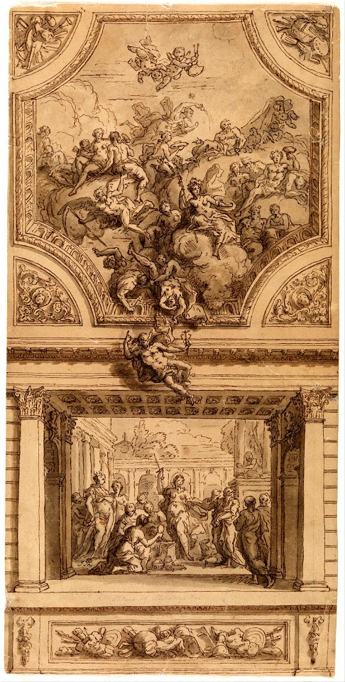 Sir James Thornhill - Study for Staircase Decoration, Hanbury Hall - Google Art Project