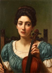 Sir Edward John Poynter - The Violinist. Free illustration for personal and commercial use.