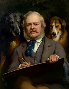 Sir Edwin Landseer - The Connoisseurs (Portrait of the Artist with two Dogs)