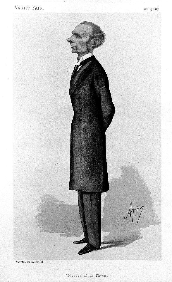 Sir Morrell Mackenzie. Colour lithograph by C. Pellegrini (A Wellcome L0016237