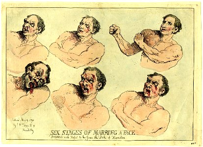 Six stages of marring a face (BM 1876,1014.9)