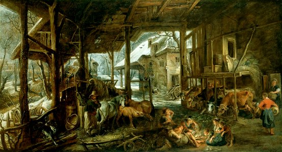 Sir Peter Paul Rubens (Siegen 1577 - Antwerp 1640) - Winter, The Interior of a Barn - RCIN 401417 - Royal Collection
