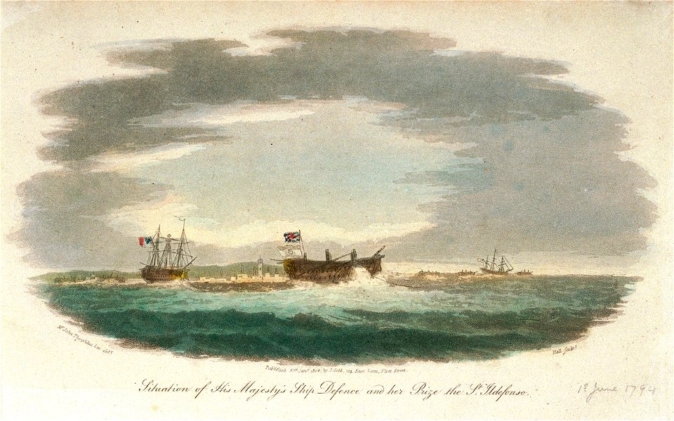 Situation of His Majesty's Ship Defence and her Prize the St Ildefonso PU5735