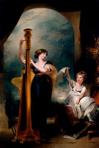 Sir Thomas Lawrence (1769-1830) - Caroline, Princess of Wales, and Princess Charlotte - RCIN 407292 - Royal Collection. Free illustration for personal and commercial use.