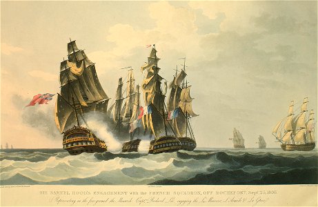 Sir Samuel Hood’s engagement with the French Squadron off Rochefort, Septr. 25, 1806. Free illustration for personal and commercial use.