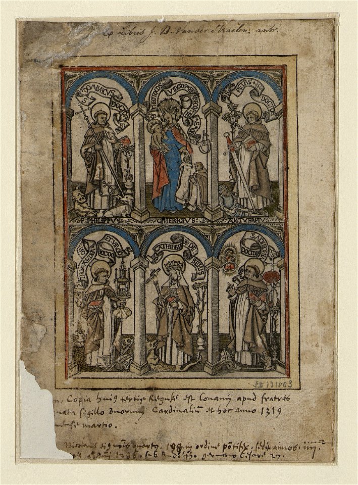 Six Saints in Two Ranks print by Master S., S.II 131003, Prints Department, Royal Library of Belgium