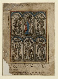 Six Saints in Two Ranks print by Master S., S.II 131003, Prints Department, Royal Library of Belgium