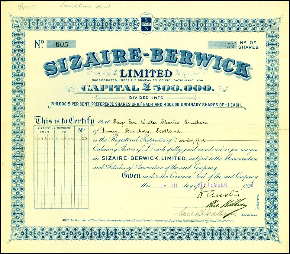 Sizaire-Berwick Ltd 1922