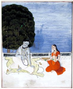 Siva seated on a terrace and worshipped by a woman (6124563559)