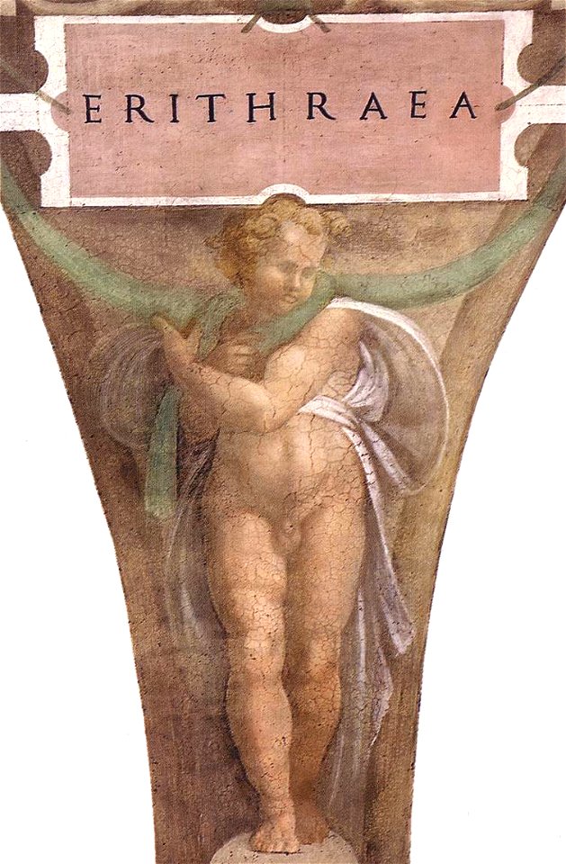 Sistine Chapel - Michelangelo - Figure below the Erythraean Sibyl (unrestored)