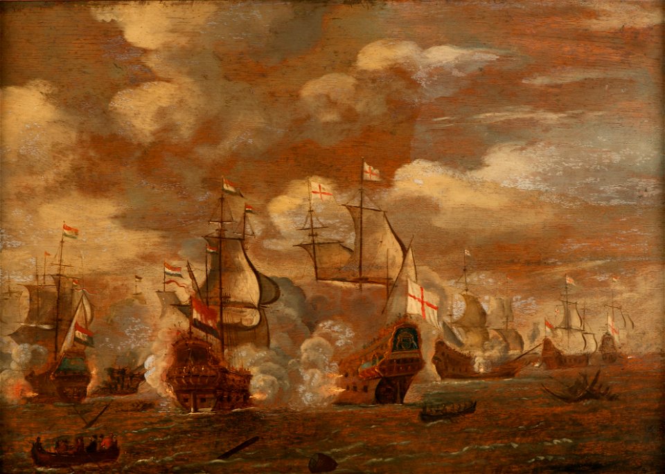 Sjöstrid-Sjöstrid mellan holländska och engelska skepp - Sjöhistoriska museet - O 12267