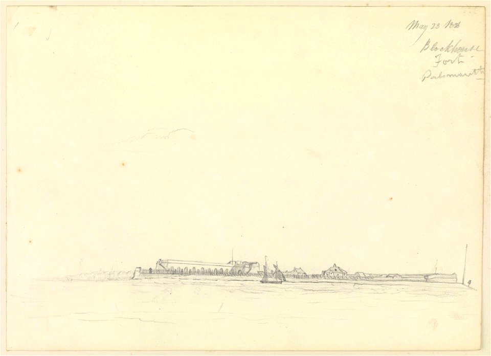 Sketch of Blockhouse Fort, Portsmouth, 23 May 1826 RMG PZ0891