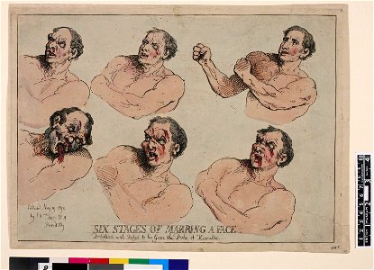 Six stages of marring a face (BM 1876,1014.9 1)