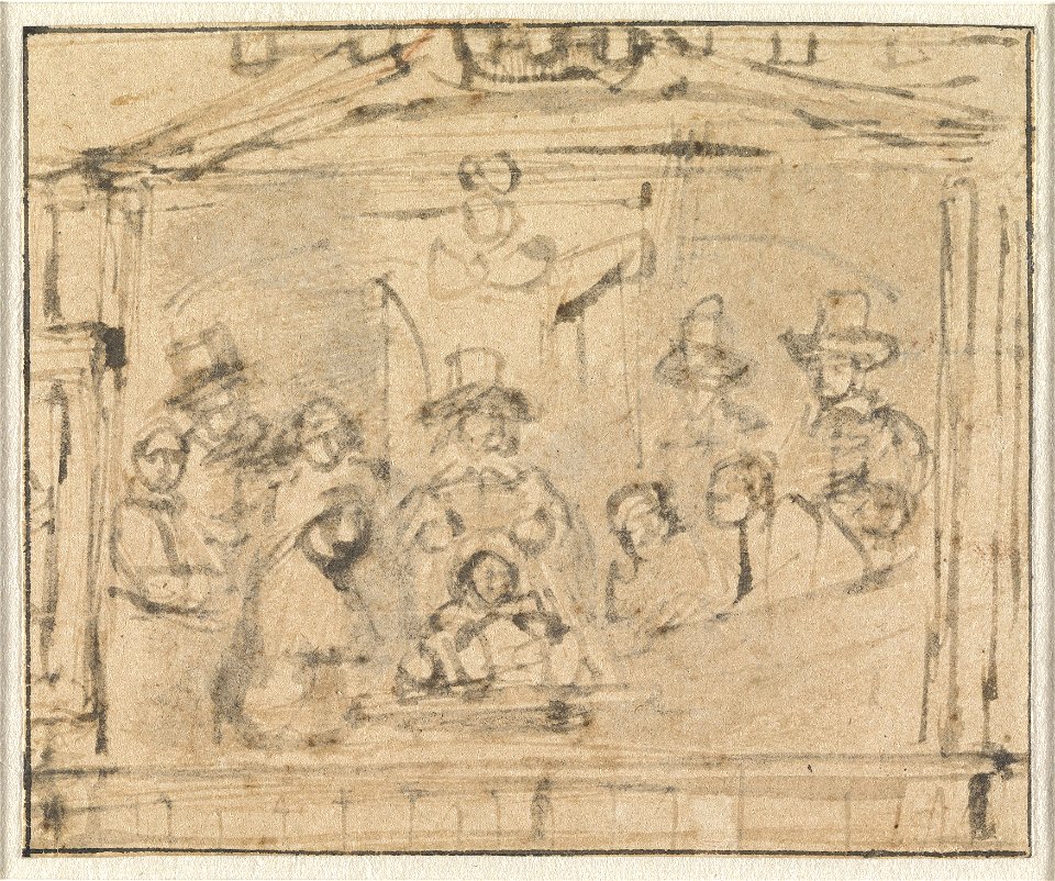 Situatieschets met de 'Anatomische les van Dr. Deijman', Rembrandt van Rijn, 1656, Amsterdam Museum