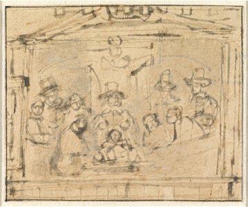 Situatieschets met de 'Anatomische les van Dr. Deijman', Rembrandt van Rijn, 1656, Amsterdam Museum