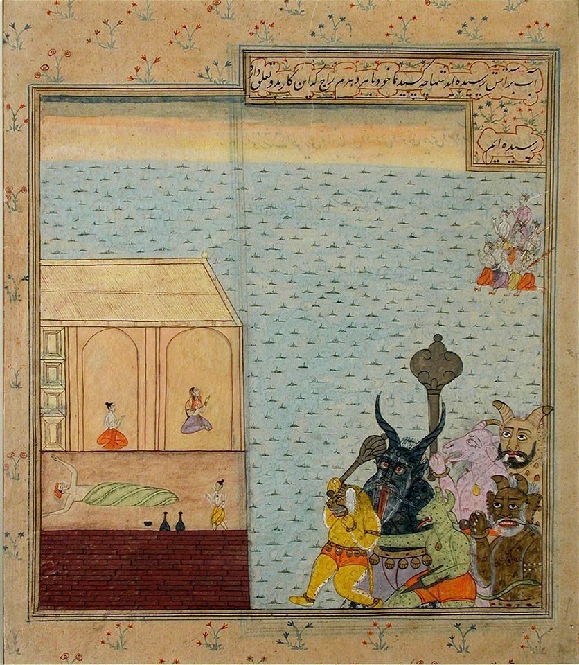 Six demons and nine gods approach a house where a man sleeps (6125084484)