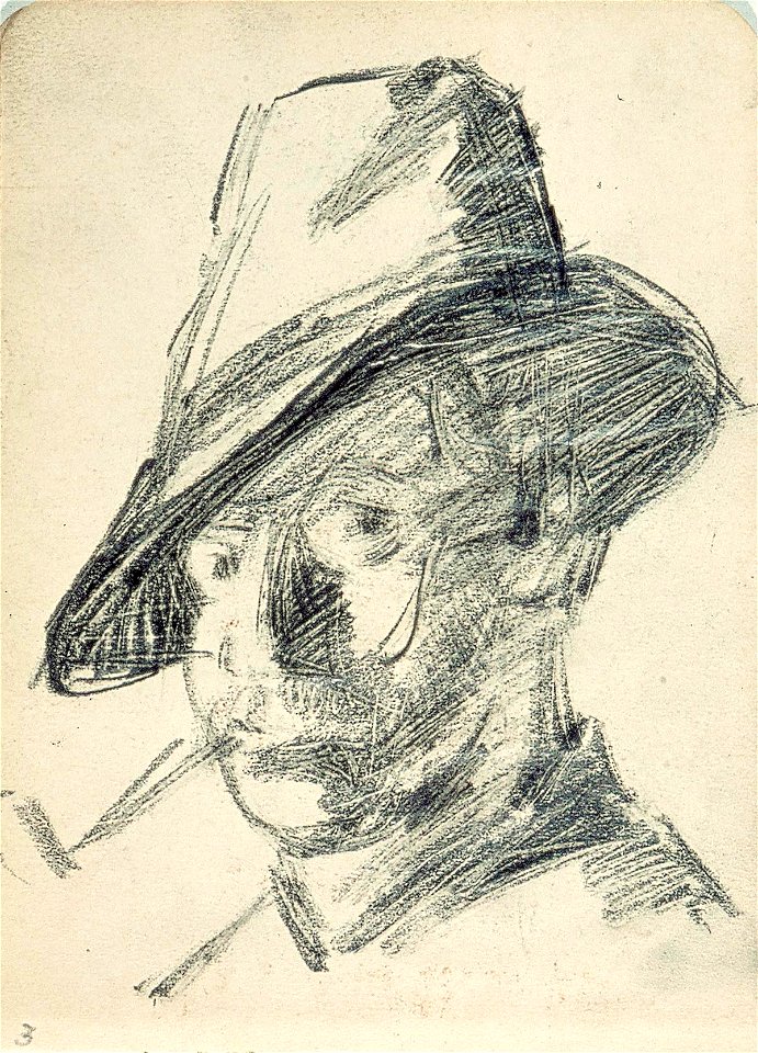 Sketchbook 17, Self-Portrait with Hat and Pipe by Theo van Doesburg Centraal Museum AB4124-E