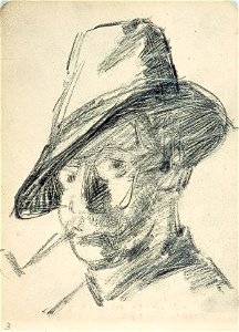 Sketchbook 17, Self-Portrait with Hat and Pipe by Theo van Doesburg Centraal Museum AB4124-E