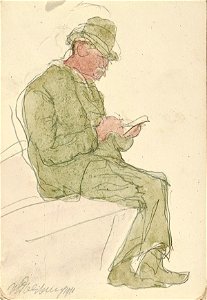 Sketchbook 1, Man with Hat Reading a Newspaper by Theo van Doesburg Centraal Museum AB4134-N