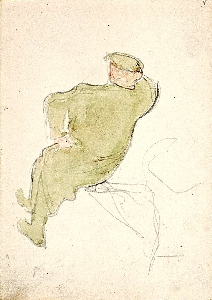 Sketchbook 20, A Man Sitting Leaning His Arm against a Wall by Theo van Doesburg Centraal Museum AB4139-E