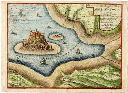 Situé aux confins de Normandie et de Bretagne, gravure aquarellée, 1705