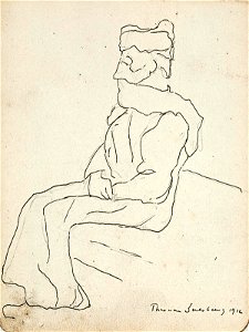 Sketchbook 18, Figure with Scarf and Cap Sitting by Theo van Doesburg Centraal Museum AB4138-B