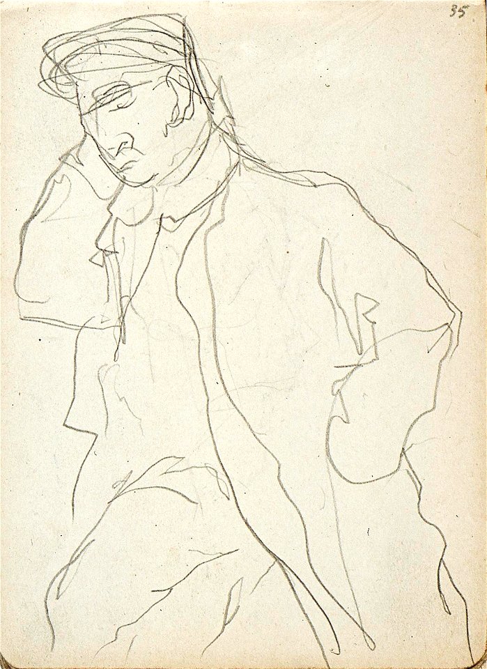Sketchbook 18, A Man Leaning on His Elbow by Theo van Doesburg Centraal Museum AB4138-AM