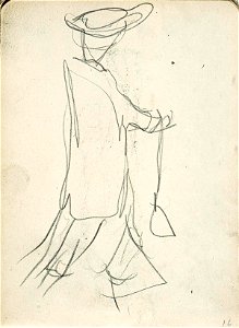 Sketchbook 18, A Woman with a Hat and a Bag Walking by Theo van Doesburg Centraal Museum AB4138-R