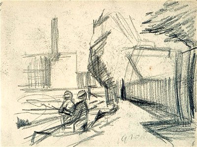 Sketchbook 21, Two Fishermen by the Water by Theo van Doesburg Centraal Museum AB4125-F
