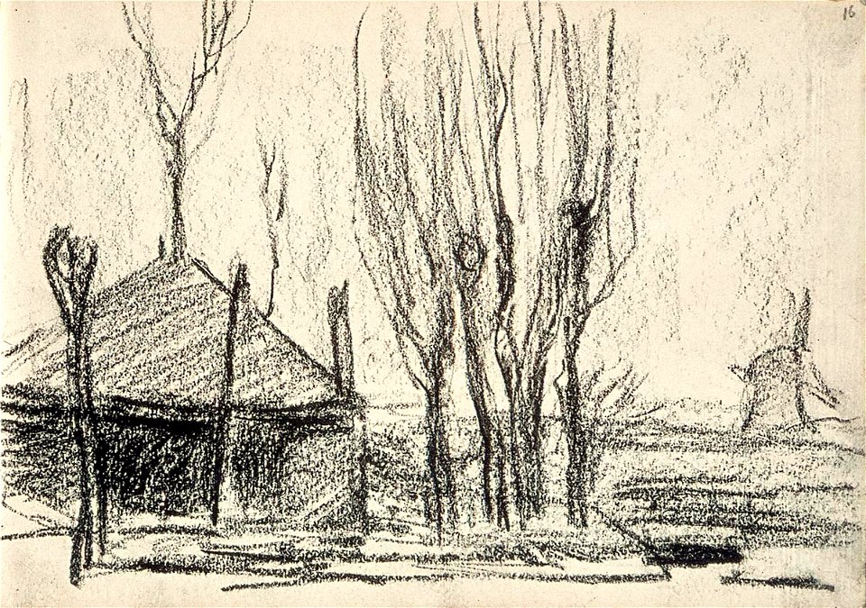 Sketchbook 20, Landscape with Haystack and Windmill by Theo van Doesburg Centraal Museum AB4139-R