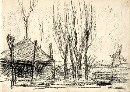 Sketchbook 20, Landscape with Haystack and Windmill by Theo van Doesburg Centraal Museum AB4139-R