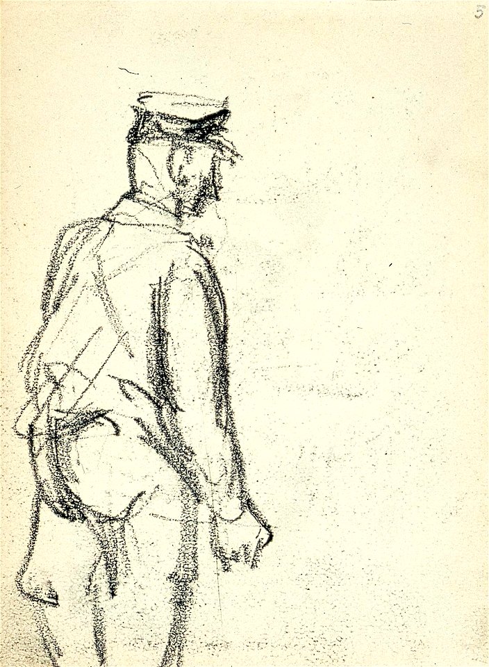 Sketchbook 23, A Man with a Cap Shown Obliquely from the Right by Theo van Doesburg Centraal Museum AB4116-E