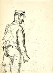 Sketchbook 23, A Man with a Cap Shown Obliquely from the Right by Theo van Doesburg Centraal Museum AB4116-E