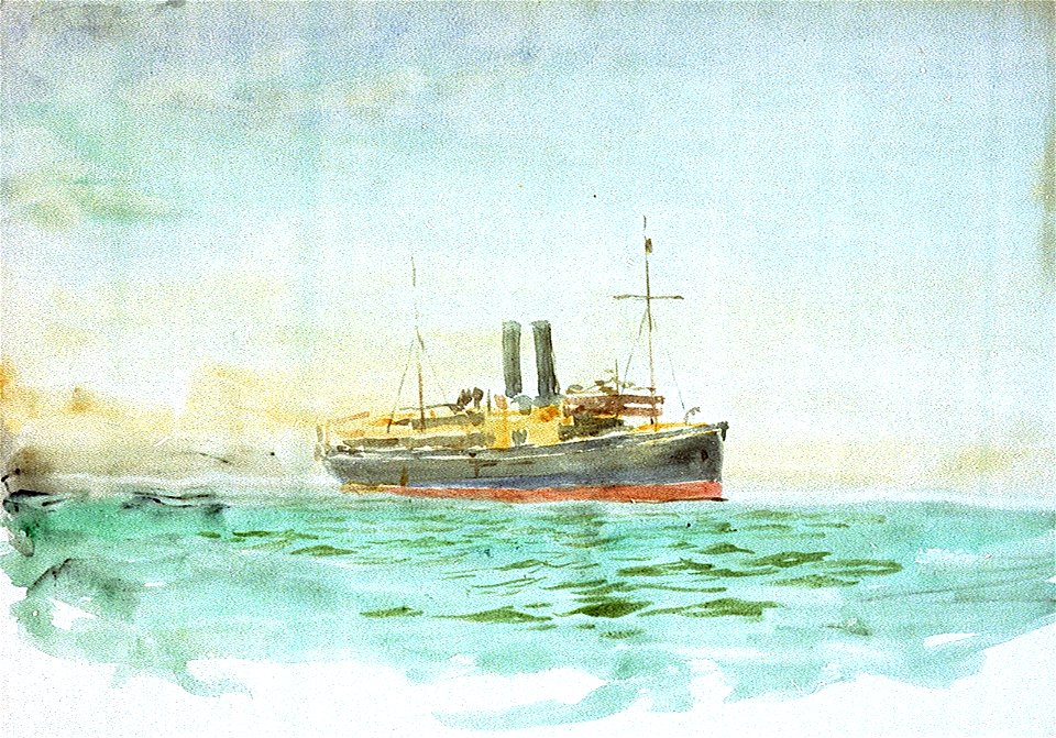 Sketch of a P&O Liner at sea RMG PV2148