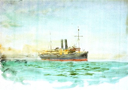 Sketch of a P&O Liner at sea RMG PV2148