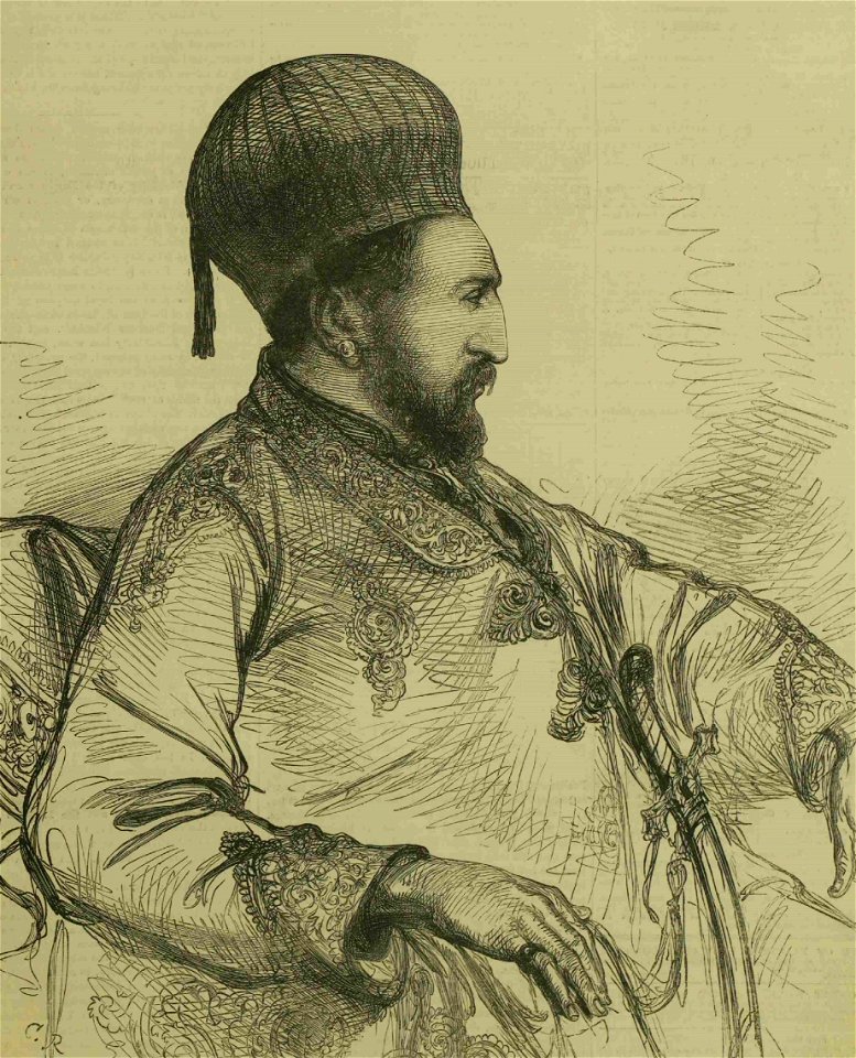 Sketch of King Yaqub Khan of Afghanistan in 1879-cropped