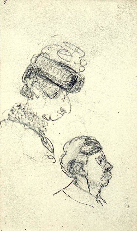 Sketchbook 31, Caricature Portraits of a Man and a Woman by Theo van Doesburg Centraal Museum AB4115-A