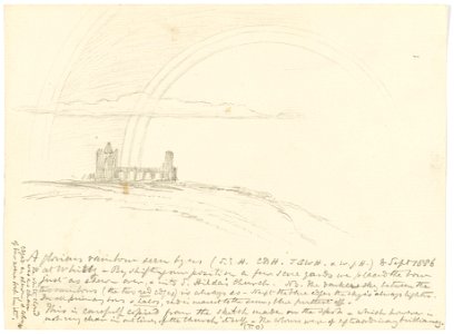 Sketch of a rainbow, shown with St Hilda's church, Whitby RMG PY6055-001