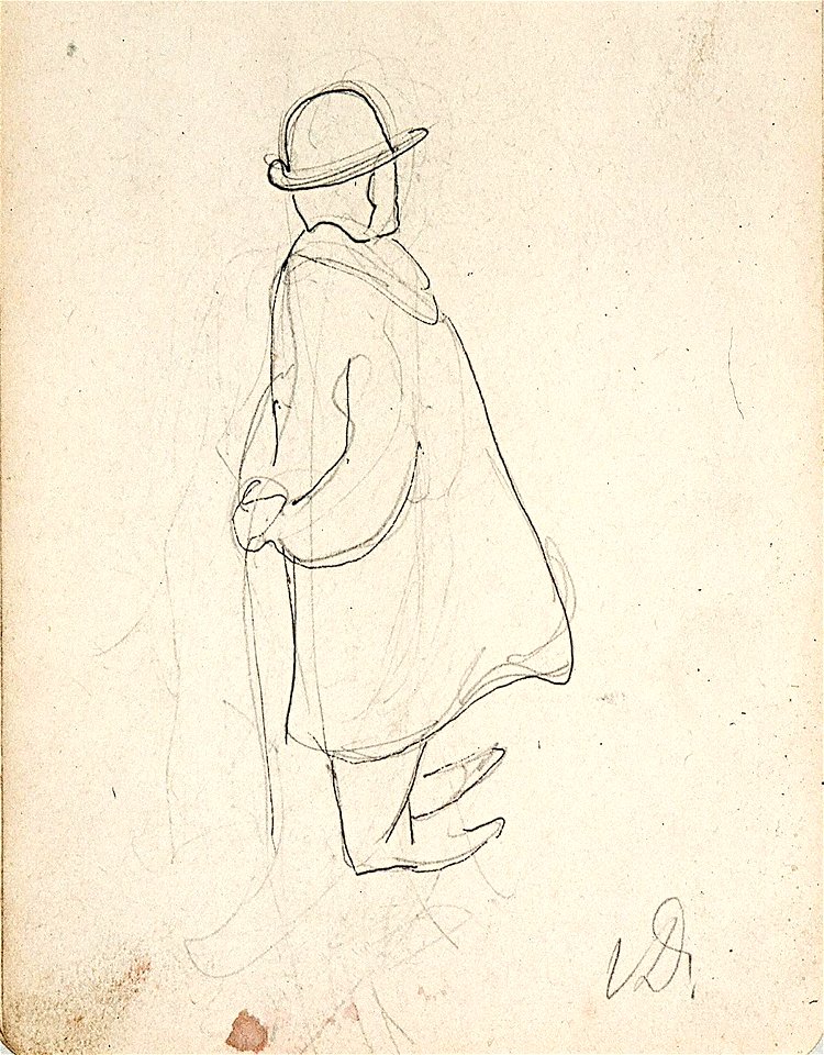 Sketchbook 18, A Man with a Bowler Hat and a Walking Stick by Theo van Doesburg Centraal Museum AB4138-E