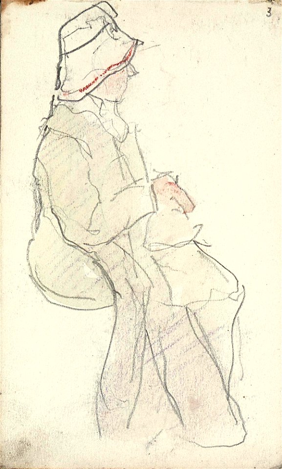 Sketchbook 30, A Woman with a Hat and a Bag Sitting by Theo van Doesburg Centraal Museum AB4137-C