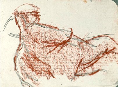 Sketchbook 35, A Man with Cap and Rucksack Leaning Back by Theo van Doesburg Centraal Museum AB4132-D