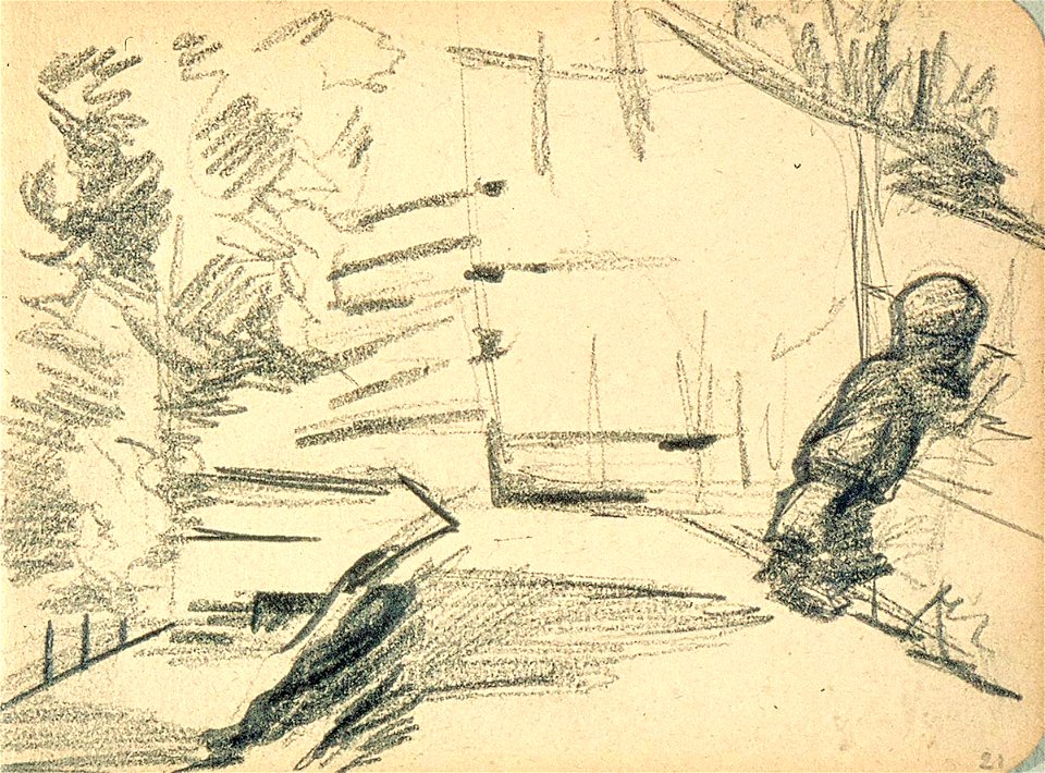 Sketchbook 27, Narrow Road with Houses, Trees and a Figure by Theo van Doesburg Centraal Museum AB4126-V