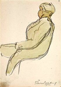 Sketchbook 20, A Figure Sitting Shown from aside by Theo van Doesburg Centraal Museum AB4139-F