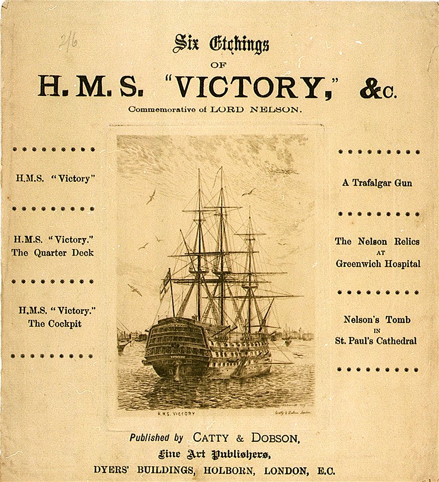 Six etchings of H.M.S. Victory &c. Commemorative of Lord Nelson. (Cover of book) RMG PU5988