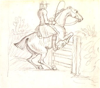 Sketch for Jumping the Gate by James Seymour. Free illustration for personal and commercial use.